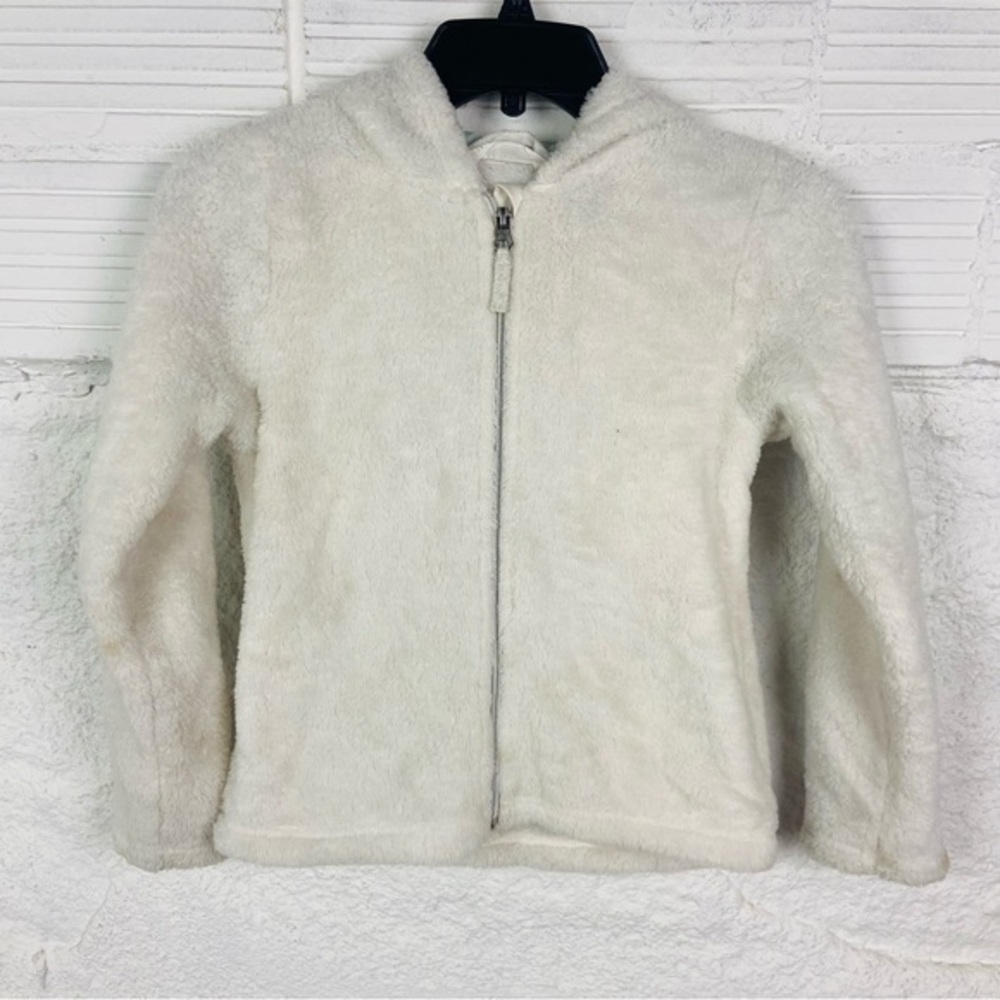H&M cream unicorn hoodie Cozy White Zip-Up Fleece Jacket size 8-10